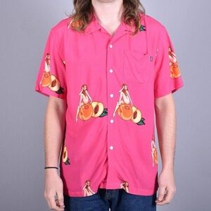 HUF Peachy Button Up Shirt Large